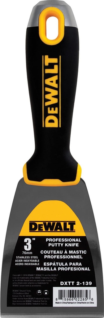 DeWalt® Stainless Steel Soft Grip Putty Knife – 3”